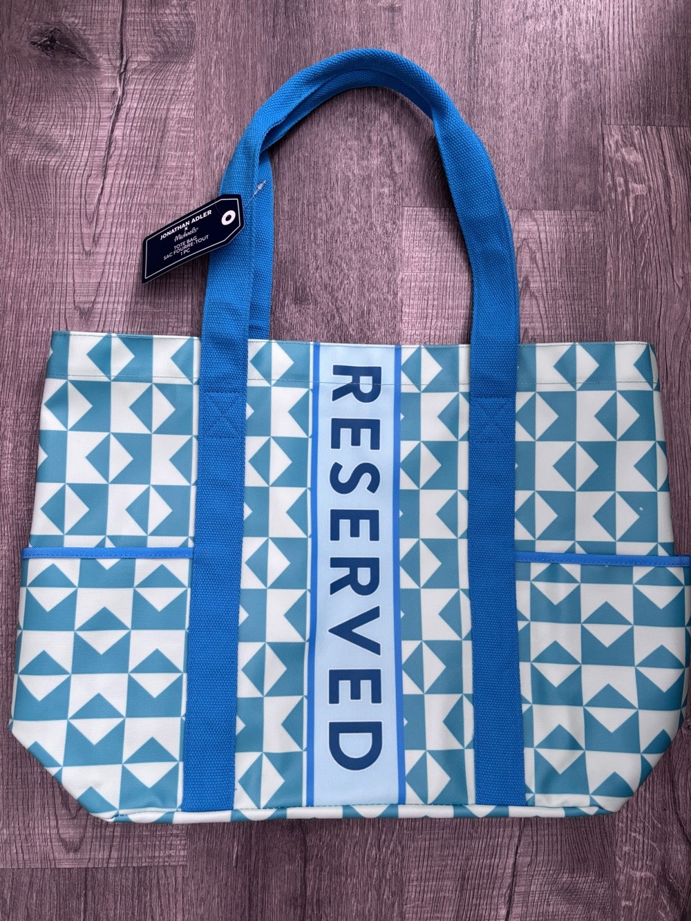 Jonathan Adler Geometric Blue Beach Bag